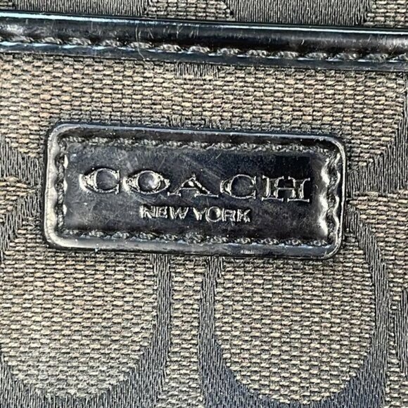 Coach Signature Zip Top Wristlet Pouch Monogram Black Dark Brown - Picture 14 of 16